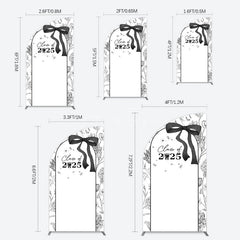 Aperturee - Aperturee Black White Bow Floral Congrats Graduation Half Moon Arch Backdrop