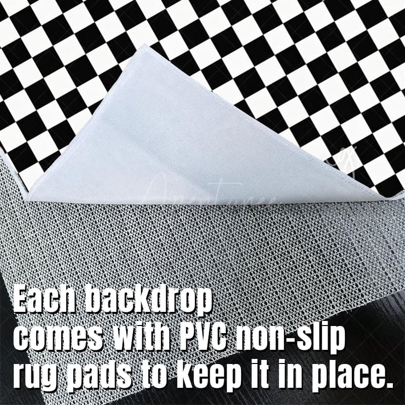 Aperturee - Aperturee Black White Checkered Fabric Floor Backdrop For Photo