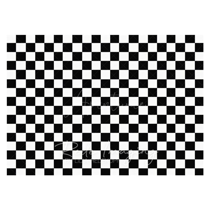 Aperturee - Aperturee Black White Checkered Rubber Floor Mat For Photo
