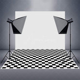 Aperturee - Aperturee Black White Checkered Rubber Floor Mat For Photo