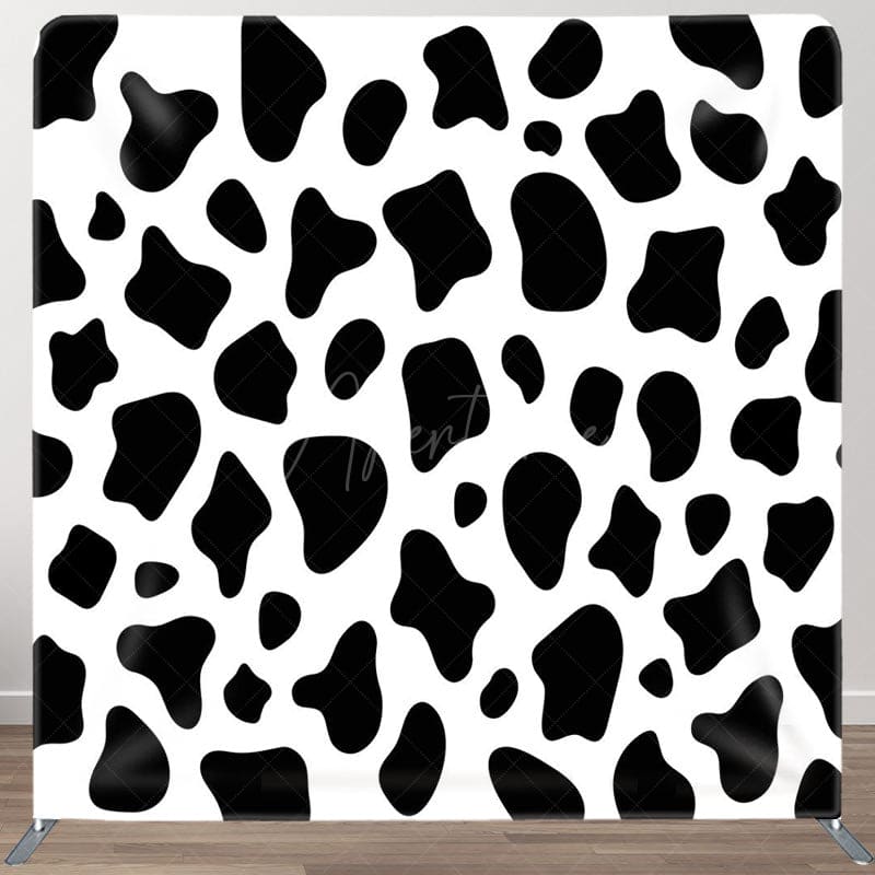 Aperturee - Aperturee Black White Cow Pattern Birthday Pillow Case Backdrop