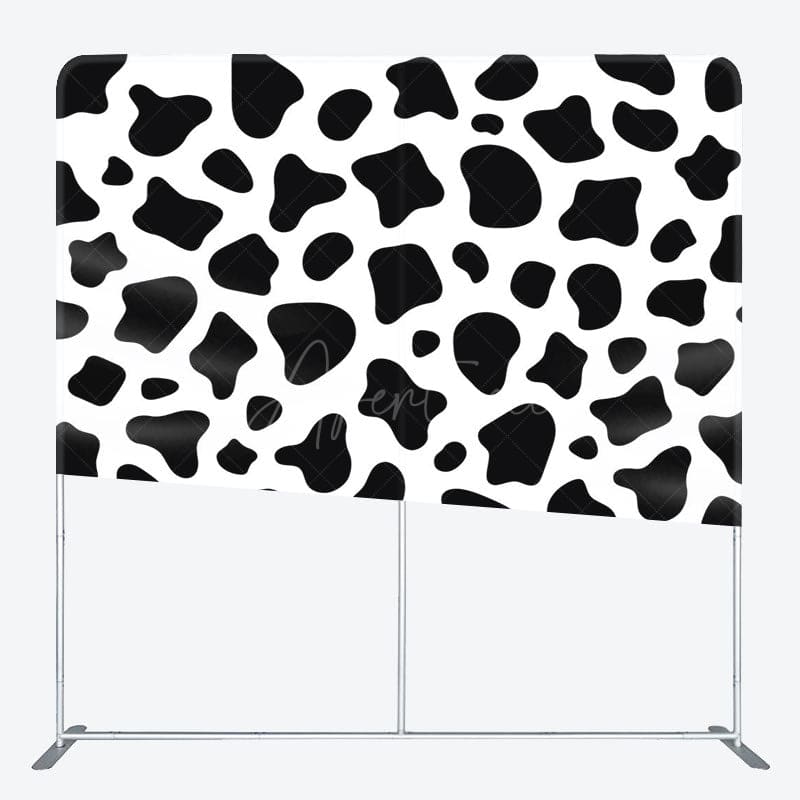 Aperturee - Aperturee Black White Cow Pattern Birthday Pillow Case Backdrop