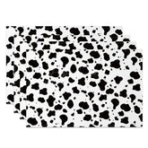 Aperturee - Aperturee Black White Cow Pattern Dining Set of 4 Placemats