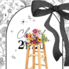 Aperturee - Aperturee Black White Floral Class of 2026 Graduation Backdrop