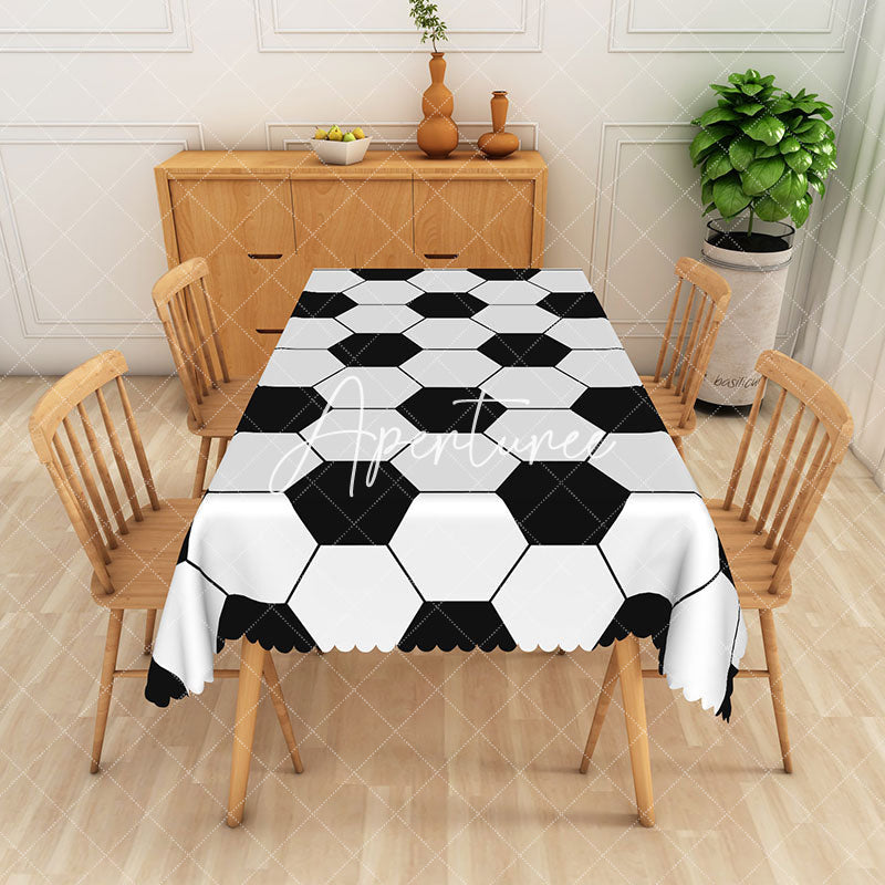 Aperturee - Aperturee Black White Hexagonal Printed Rectangular Tablecloth