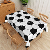 Aperturee - Aperturee Black White Hexagonal Printed Rectangular Tablecloth