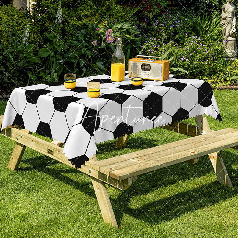 Aperturee - Aperturee Black White Hexagonal Printed Rectangular Tablecloth