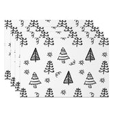 Aperturee - Aperturee Black White Lines Christmas Tree Set Of 4 Placemats