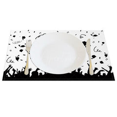 Aperturee - Aperturee Black White Mortarboards Scroll Set of 4 Placemats