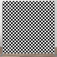 Aperturee - Aperturee Black White Plaid Pattern Square Tension Backdrop
