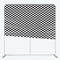 Aperturee - Aperturee Black White Plaid Pattern Square Tension Backdrop