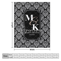 Aperturee - Aperturee Black White Retro Pattern Custom Couple Name Blanket