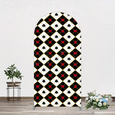 Aperturee - Aperturee Black White Rhombus Poker Birthday Arch Backdrop