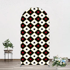 Aperturee - Aperturee Black White Rhombus Poker Birthday Arch Backdrop