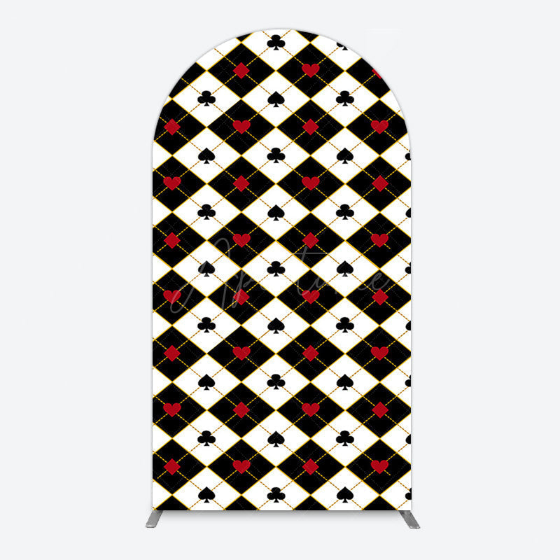 Aperturee - Aperturee Black White Rhombus Poker Birthday Arch Backdrop