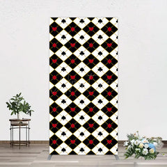 Aperturee - Aperturee Black White Rhombus Poker Birthday Rectangle Backdrop