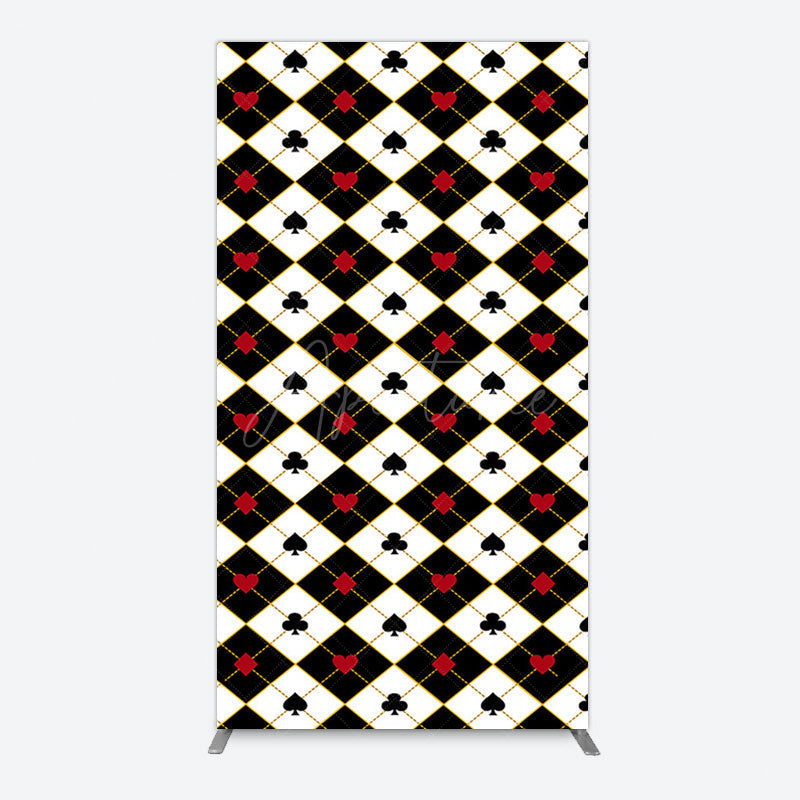 Aperturee - Aperturee Black White Rhombus Poker Birthday Rectangle Backdrop