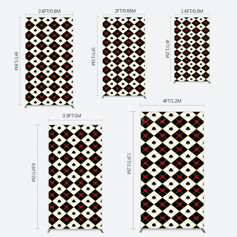 Aperturee - Aperturee Black White Rhombus Poker Birthday Rectangle Backdrop