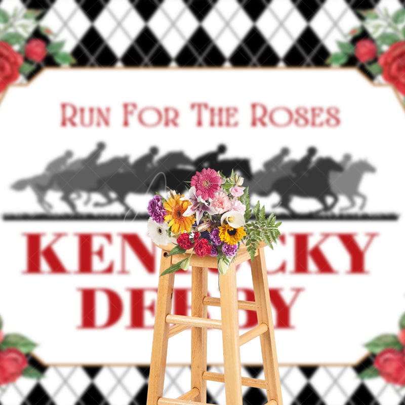 Aperturee - Aperturee Black White Run For The Roses Kentucky Derby Backdrop