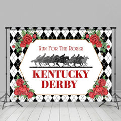 Aperturee - Aperturee Black White Run For The Roses Kentucky Derby Backdrop