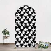 Aperturee - Aperturee Black White Scary Halloween Ghosts Arch Backdrop