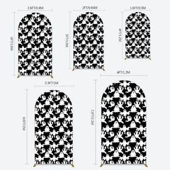 Aperturee - Aperturee Black White Scary Halloween Ghosts Arch Backdrop