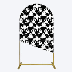 Aperturee - Aperturee Black White Scary Halloween Ghosts Arch Backdrop