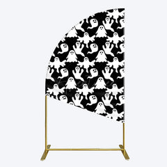 Aperturee - Aperturee Black White Scary Halloween Ghosts Half Moon Arch Backdrop