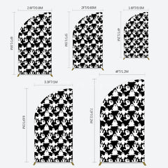 Aperturee - Aperturee Black White Scary Halloween Ghosts Half Moon Arch Backdrop