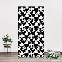 Aperturee - Aperturee Black White Scary Halloween Ghosts Rectangle Backdrop