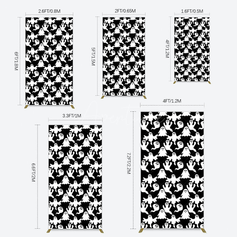 Aperturee - Aperturee Black White Scary Halloween Ghosts Rectangle Backdrop