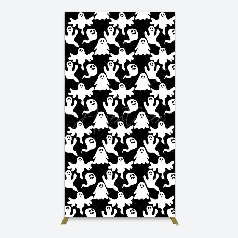 Aperturee - Aperturee Black White Scary Halloween Ghosts Rectangle Backdrop