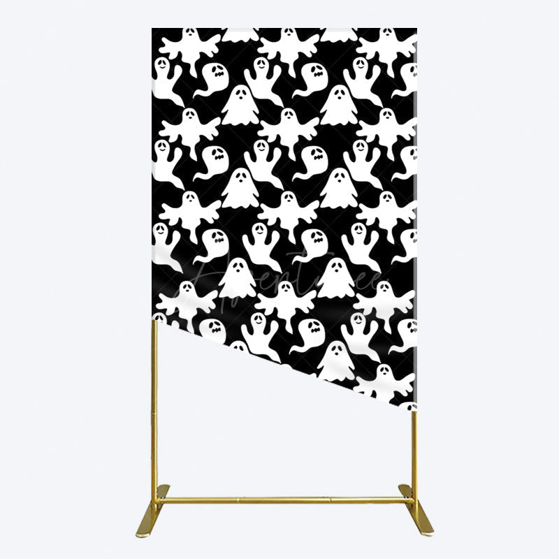 Aperturee - Aperturee Black White Scary Halloween Ghosts Rectangle Backdrop