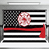 Aperturee - Aperturee Black White Stripe Usa Flag Firefighter Backdrop