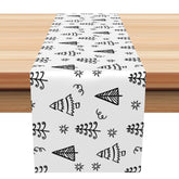 Aperturee - Aperturee Black White Tree Simple Drawing Xmas Table Runner