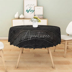 Aperturee - Aperturee Black Wood Grain Round Tablecloth Dark Rustic Wooden Texture Table Cover for Halloween