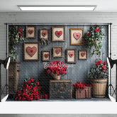 Aperturee - Aperturee Black Wood Wall Love Rose Valentines Day Backdrop