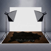 Aperturee - Aperturee Black Wool Carpet Wood Rubber Floor Mat For Photo