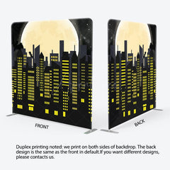 Aperturee - Aperturee Black Yellow City Moon Bat Pillow Cover Backdrop