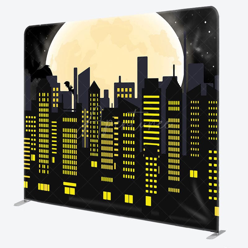 Aperturee - Aperturee Black Yellow City Moon Bat Pillow Cover Backdrop