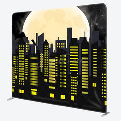 Aperturee - Aperturee Black Yellow City Moon Bat Pillow Cover Backdrop