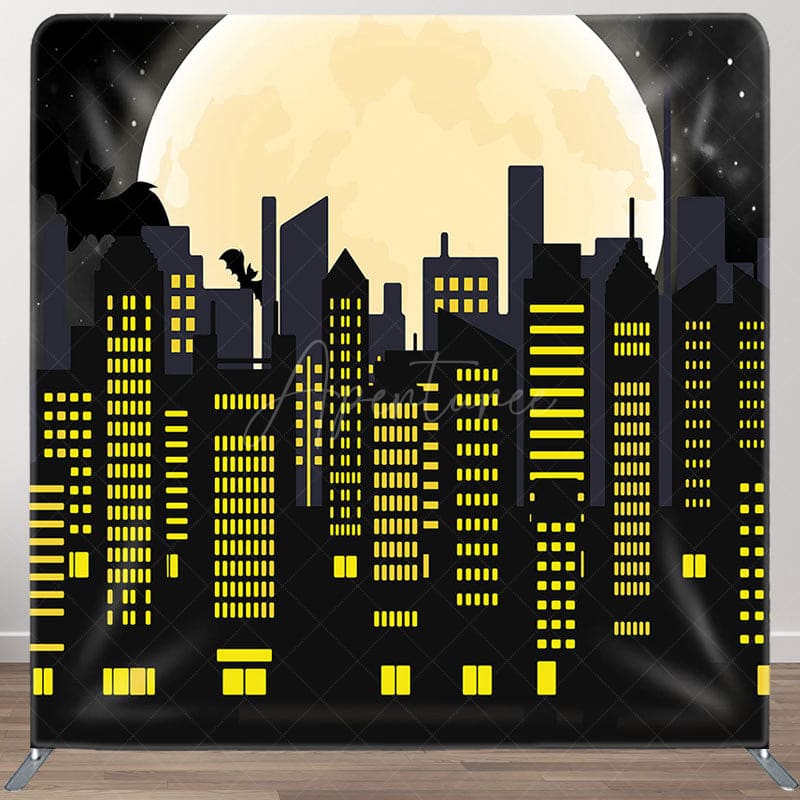Aperturee - Aperturee Black Yellow City Moon Bat Pillow Cover Backdrop