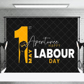 Aperturee - Aperturee Black Yellow Fist 1st May Happy Labour Day Backdrop