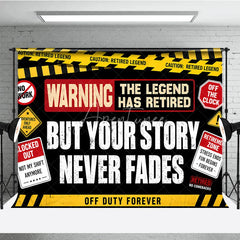 Aperturee - Aperturee Black Yellow Red Warning Retired Legend Holiday Backdrop Off Duty Forever Retirement Party Decor