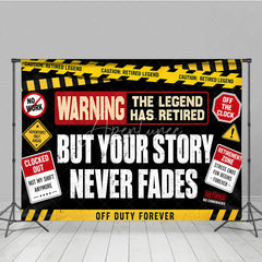 Aperturee - Aperturee Black Yellow Red Warning Retired Legend Holiday Backdrop Off Duty Forever Retirement Party Decor
