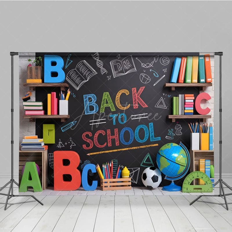 Aperturee - Aperturee Blackboard Bookshelf Welcome Back To School Backdrop