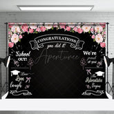 Aperturee - Aperturee Blackboard Pink Rose You Did It Congrats Grad Backdrop