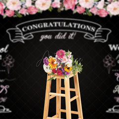 Aperturee - Aperturee Blackboard Pink Rose You Did It Congrats Grad Backdrop