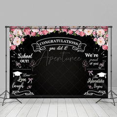 Aperturee - Aperturee Blackboard Pink Rose You Did It Congrats Grad Backdrop