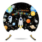 Aperturee - Aperturee Blast Off Galaxy Stars Round Happy Birthday Backdrop